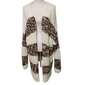 Chenille Yarn Open Front Long Length Cardigan S-M Earthy Granola Boho Chic Soft